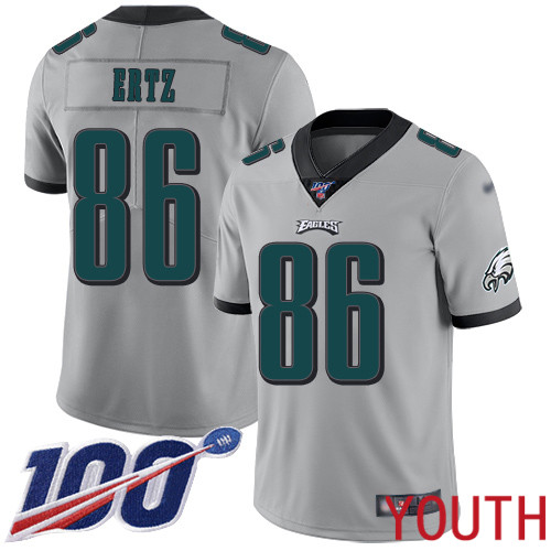 Youth Philadelphia Eagles #86 Zach Ertz Limited Silver Inverted Legend NFL Jersey 100th Season Football